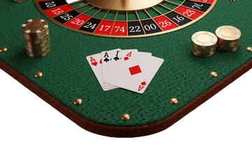 Roulette Karten und Chips auf gr&uuml;nem Filz f&uuml;r Lizaro Casino Table Games