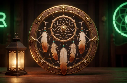 Goldenes Dream Catcher Rad im Westernstil f&uuml;r Lizaro Live Casino Game Shows