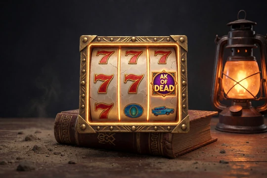 Book of Dead Slot Tile mit goldenem Buch und 96,21 Prozent RTP bei Lizaro Casino